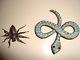 Vintage Set 2love Spiders &snakessterling Silver Spider & Snake Turquoise Pins
