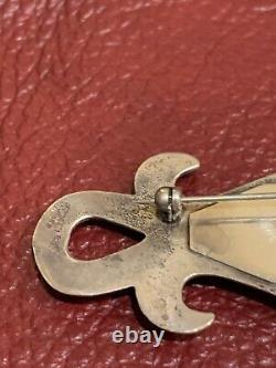 Vintage Sandcast Sterling Navajo Turquoise Pin Brooch