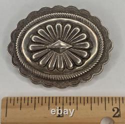 Vintage Signed AF Sterling 925 Navajo Native American Concho 2'' Oval Brooch Pin