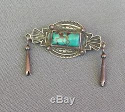 Vintage Signed Deceased Apache Al Somers Sterling Turquoise Pin Brooch ++++++++