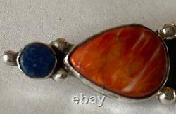 Vintage Signed Native American Sterling Silver Multi-Stone Pin
