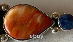 Vintage Signed Native American Sterling Silver Multi-Stone Pin
