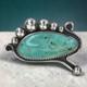 Vintage Signed Navajo Native American Sterling Silver Turquoise Brooch Pin