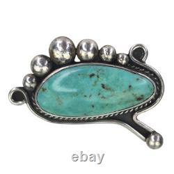 Vintage Signed Navajo Native American Sterling Silver Turquoise Brooch Pin