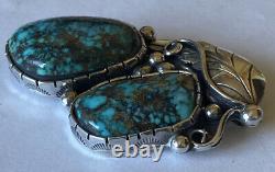 Vintage Signed Navajo Sterling Silver Tyrone Turquoise Pin/Pendant