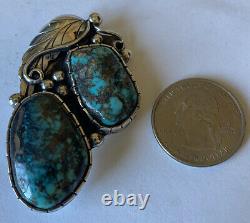 Vintage Signed Navajo Sterling Silver Tyrone Turquoise Pin/Pendant