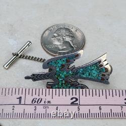 Vintage Signed Tommy Singer Navajo Peyote Bird Hat Pin Tie Tack Turquoise Chip