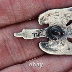 Vintage Signed Tommy Singer Navajo Peyote Bird Hat Pin Tie Tack Turquoise Chip