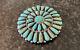 Vintage Signed Zuni Sterling Silver'petit Point' Turquoise Pin Pendant