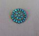 Vintage Silver Native American Turquoise Cluster Pin Signed Ab