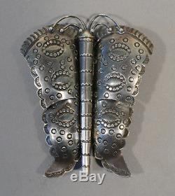 Vintage Silver Navajo Butterfly Pin, beautiful ornate stamping