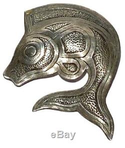 Vintage Silver Pacific Northwest Native Salmon Figure Artisan Brooch Pin