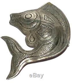 Vintage Silver Pacific Northwest Native Salmon Figure Artisan Brooch Pin