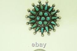 Vintage Southwest N A Petit Point Turquoise Brooch Sterling