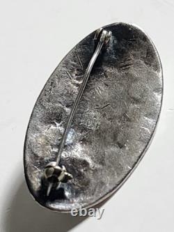 Vintage Southwest Native American Navajo Sterling Silver Turquoise Concho Brooch