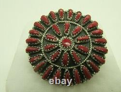 Vintage Southwest Red Coral Cluster Brooch By Vjb Violet Begay