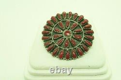 Vintage Southwest Red Coral Cluster Brooch By Vjb Violet Begay