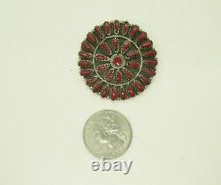 Vintage Southwest Red Coral Cluster Brooch By Vjb Violet Begay