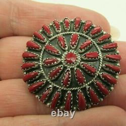 Vintage Southwest Red Coral Cluster Brooch By Vjb Violet Begay