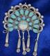 Vintage Southwest Turquoise Headdress Brooch With Sunface And Dangles