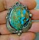 Vintage Southwestern Native American Turquoise Sterling Silver Pendant Pin