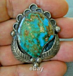 Vintage Southwestern Native American Turquoise Sterling Silver Pendant Pin