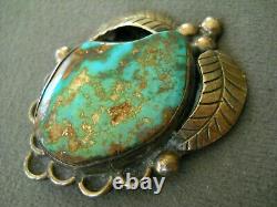 Vintage Southwestern Native American Turquoise Sterling Silver Pendant Pin