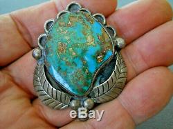 Vintage Southwestern Native American Turquoise Sterling Silver Pendant Pin
