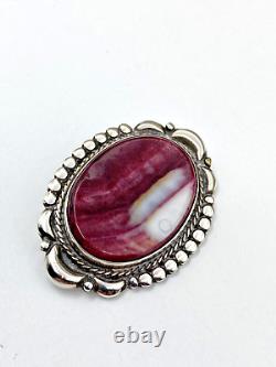 Vintage Spiny Oyster Shell Pin Sterling Silver Heavy Gauge Native American