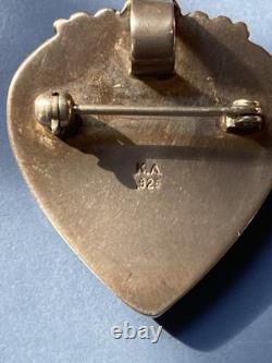 Vintage Sterling American Turquoise Coral Brooch/Pendant