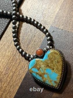 Vintage Sterling American Turquoise Coral Brooch/Pendant