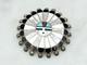 Vintage Sterling Native American Zuni Inlay Sun Face Pin Large Pendant