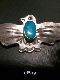 Vintage Sterling Navajo Pendant Fred Harvey Thunderbird doomed wings, ultra fine