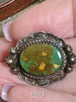 Vintage Sterling Navajo Royston Turquoise Pin Brooch, Unsigned, Marked Sterling