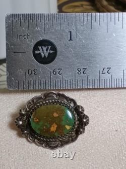 Vintage Sterling Navajo Royston Turquoise Pin Brooch, Unsigned, Marked Sterling