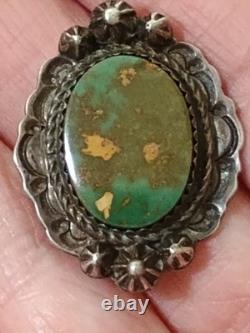 Vintage Sterling Navajo Royston Turquoise Pin Brooch, Unsigned, Marked Sterling