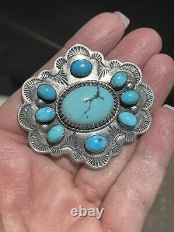 Vintage Sterling Silver & Blue Turquoise Pin, by James Rogers Silversmiths