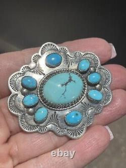 Vintage Sterling Silver & Blue Turquoise Pin, by James Rogers Silversmiths