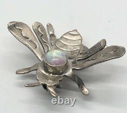 Vintage Sterling Silver Brooch Pin 925 Opal Running Bear Bee Native American