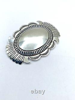 Vintage Sterling Silver Concho Pin Hawk Tail Navajo Native American Signed