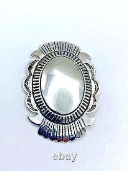 Vintage Sterling Silver Concho Pin Hawk Tail Navajo Native American Signed