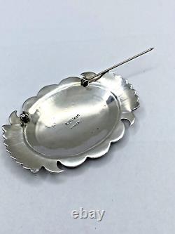 Vintage Sterling Silver Concho Pin Hawk Tail Navajo Native American Signed