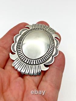 Vintage Sterling Silver Concho Pin Hawk Tail Navajo Native American Signed