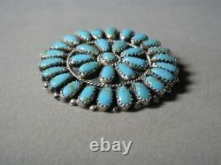 Vintage Sterling Silver LARRY MOSES BEGAY Turquoise Pin Pendant #J3540