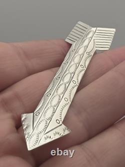 Vintage Sterling Silver Native American Arrow Pin Brooch Signed