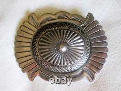 Vintage Sterling Silver Native American Concho Oval Pin Brooch 2.25 14.5 Gram