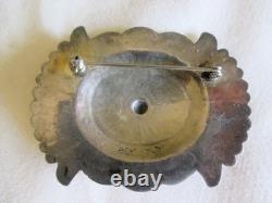 Vintage Sterling Silver Native American Concho Oval Pin Brooch 2.25 14.5 Gram