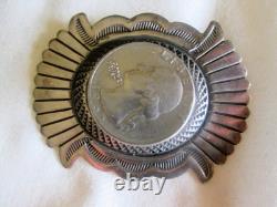 Vintage Sterling Silver Native American Concho Oval Pin Brooch 2.25 14.5 Gram