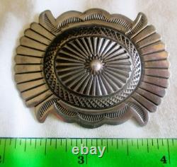 Vintage Sterling Silver Native American Concho Oval Pin Brooch 2.25 14.5 Gram