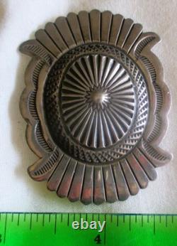 Vintage Sterling Silver Native American Concho Oval Pin Brooch 2.25 14.5 Gram